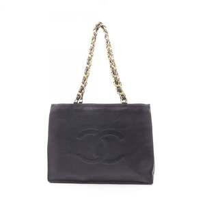 Chanel CHANEL Large Coco Mark Tote Bag Handbag Leather Women's Black